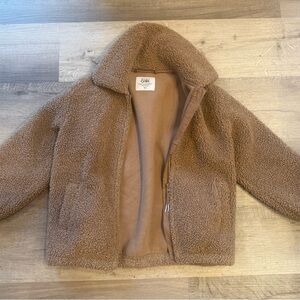 Athleta Girl Cozy Brown Sherpa Kids Jacket